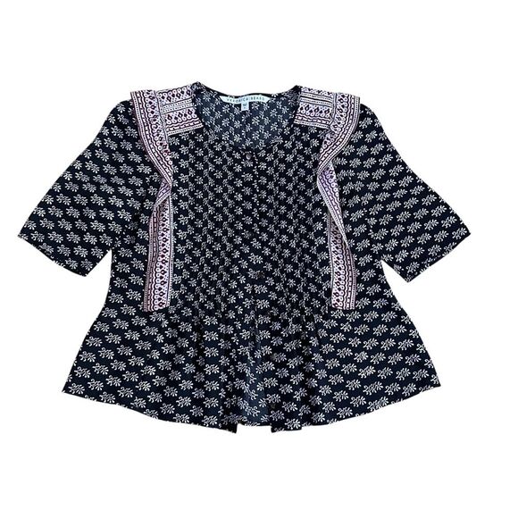 Veronica Beard Women’s Silk Jules Ruffle Blouse Shirt Top Floral Size 6 Black - Picture 3 of 6